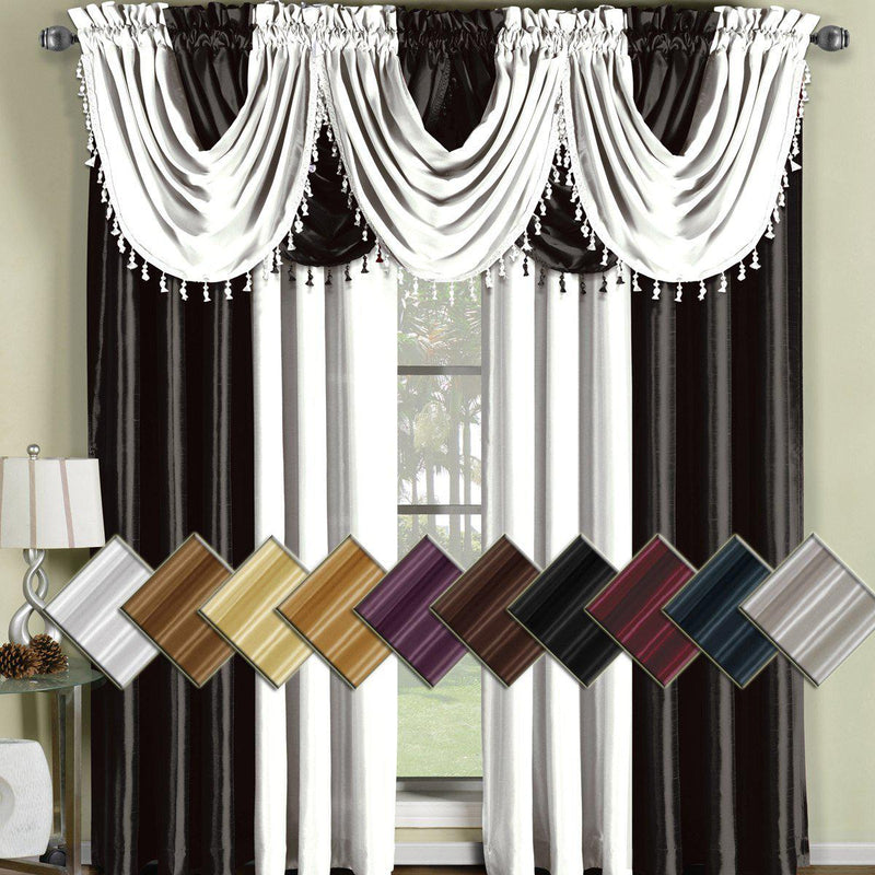 Soho Faux Silk Curtain Panels or Waterfall Valance (Single)-Royal Tradition-Egyptian Linens