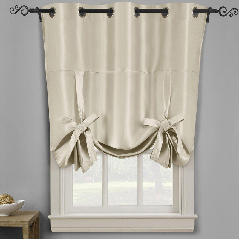 Soho Triple-Pass Thermal Insulated Blackout Curtain Top Grommet - Tie Up Shade for Small Window ( 42" W X 63" L)-Royal Tradition-Beige-Egyptian Linens