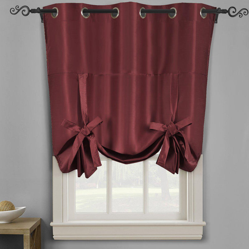 Soho Triple-Pass Thermal Insulated Blackout Curtain Top Grommet - Tie Up Shade for Small Window ( 42" W X 63" L)-Royal Tradition-Burgundy-Egyptian Linens