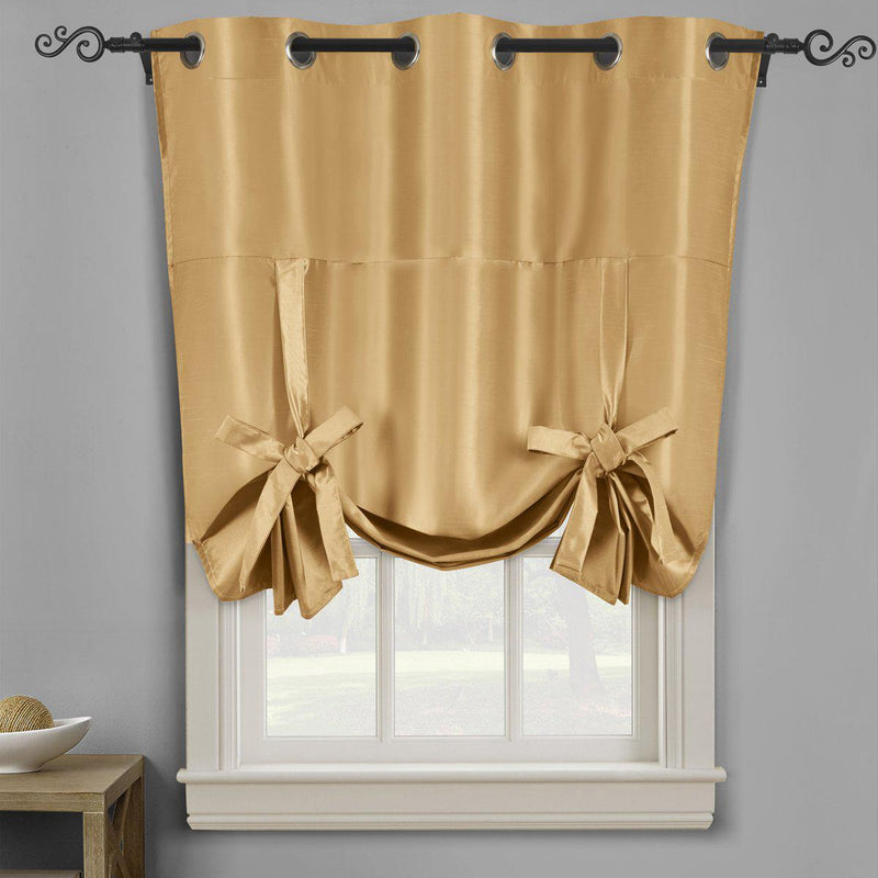 Soho Triple-Pass Thermal Insulated Blackout Curtain Top Grommet - Tie Up Shade for Small Window ( 42" W X 63" L)-Royal Tradition-Gold-Egyptian Linens