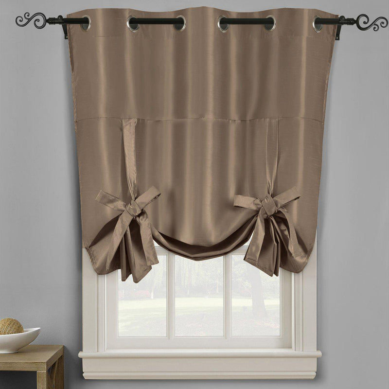 Soho Triple-Pass Thermal Insulated Blackout Curtain Top Grommet - Tie Up Shade for Small Window ( 42" W X 63" L)-Royal Tradition-Mocha-Egyptian Linens