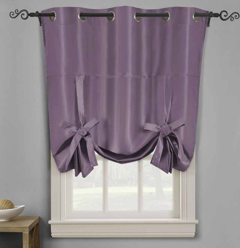Soho Triple-Pass Thermal Insulated Blackout Curtain Top Grommet - Tie Up Shade for Small Window ( 42" W X 63" L)-Royal Tradition-Purple-Egyptian Linens