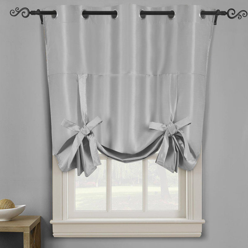 Soho Triple-Pass Thermal Insulated Blackout Curtain Top Grommet - Tie Up Shade for Small Window ( 42" W X 63" L)-Royal Tradition-Silver-Egyptian Linens