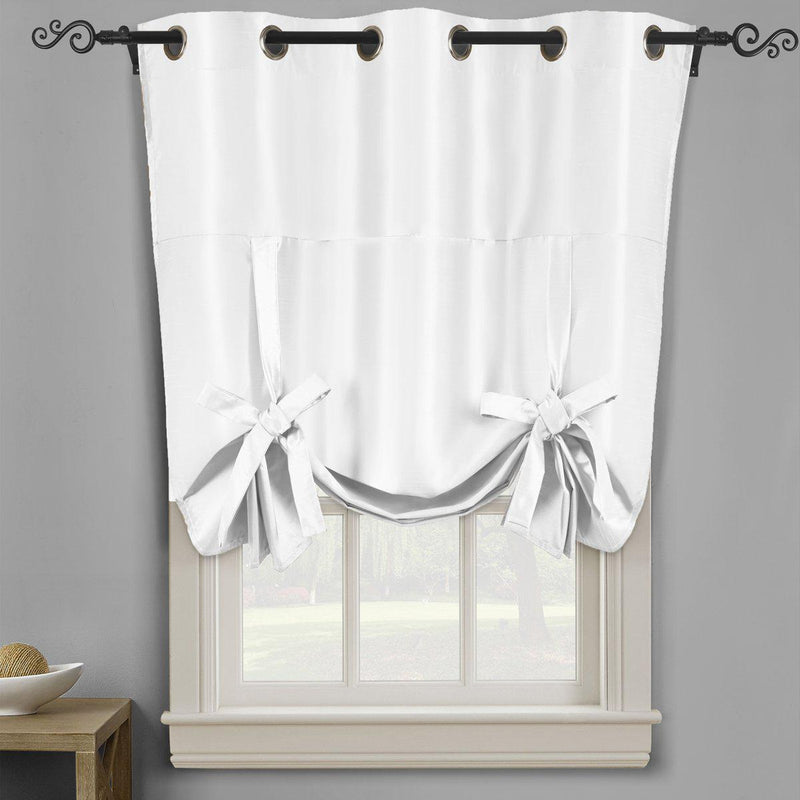 Soho Triple-Pass Thermal Insulated Blackout Curtain Top Grommet - Tie Up Shade for Small Window ( 42" W X 63" L)-Royal Tradition-White-Egyptian Linens