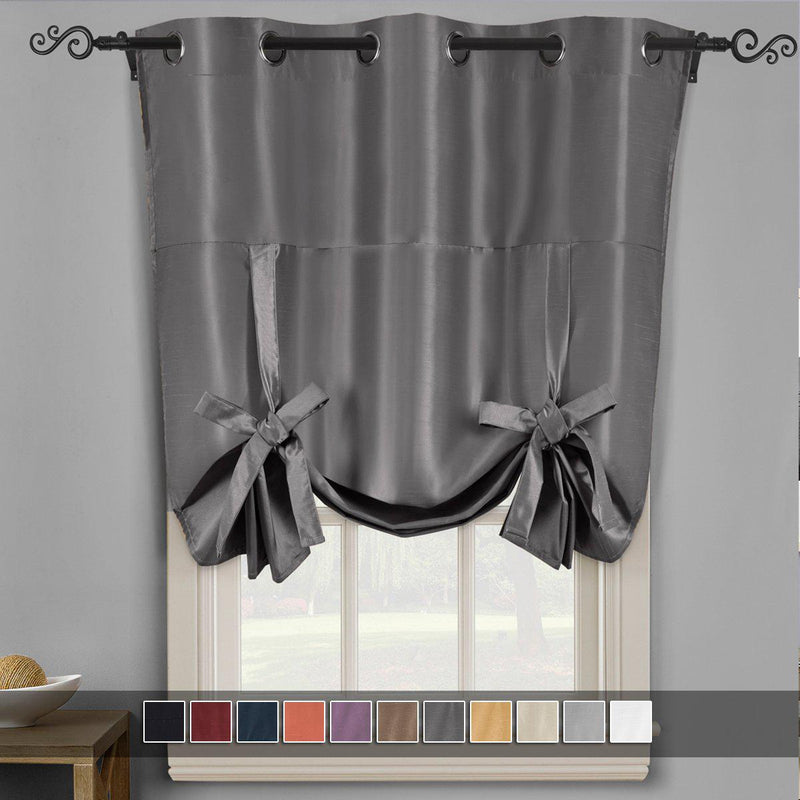 Soho Triple-Pass Thermal Insulated Blackout Curtain Top Grommet - Tie Up Shade for Small Window ( 42" W X 63" L)-Royal Tradition-Gray-Egyptian Linens