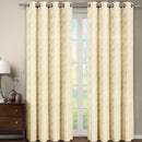 Tabitha Flower Curtains Jacquard Grommet Top Panels (Single)-Royal Tradition-54 x 63" Panel-Beige-Egyptian Linens