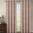 Tabitha Flower Curtains Jacquard Grommet Top Panels (Single)-Royal Tradition-54 x 63" Panel-Blush-Egyptian Linens