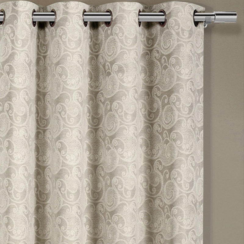 Tabitha Flower Curtains Jacquard Grommet Top Panels (Single)-Royal Tradition-Egyptian Linens