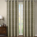 Tabitha Flower Curtains Jacquard Grommet Top Panels (Single)-Royal Tradition-54 x 63" Panel-Taupe-Egyptian Linens