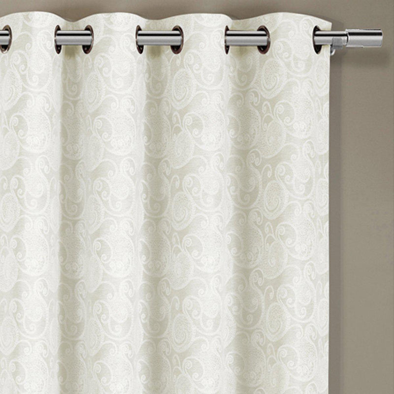 Tabitha Flower Curtains Jacquard Grommet Top Panels (Single)-Royal Tradition-Egyptian Linens