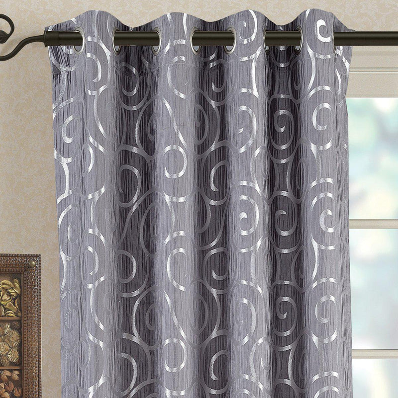 Pair (Set of 2) Top Grommet Window Curtain Panels Abstract Jacquard Tuscany, 104 Inches Total Width.-Royal Tradition-Egyptian Linens