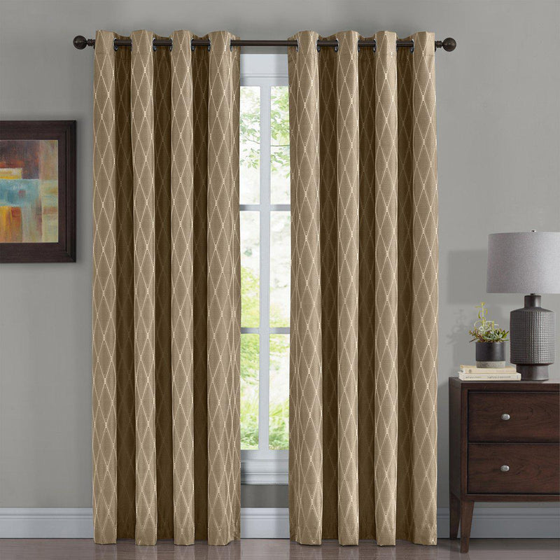 100% Blackout Curtain Jacquard Thermal Insulated Victoria Panels ( Set Of 2)-Royal Tradition-54 x 63" Pair-Taupe-Egyptian Linens
