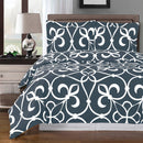 Duvet Cover Set - Victoria-Royal Tradition-Full/Queen-Gray/White-Egyptian Linens
