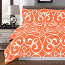 Duvet Cover Set - Victoria-Royal Tradition-Full/Queen-Tangerine/White-Egyptian Linens