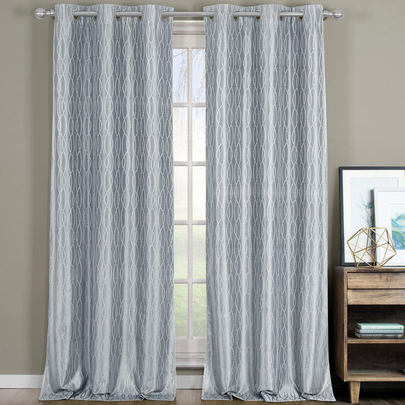 Voyage Jacquard Thermal Blackout Grommets Curtain Panels (Set of 2) in 63, 84, 96 OR 108 inch long-Royal Tradition-Egyptian Linens