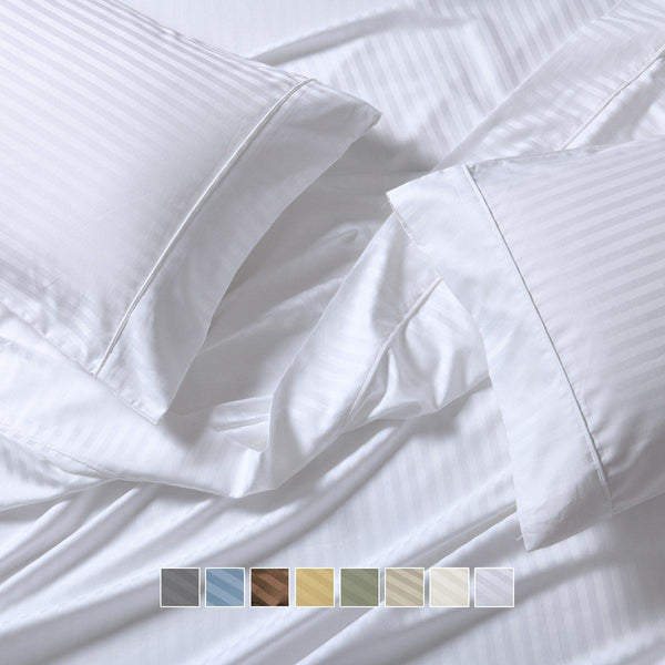 Split California King Sheet Set - Striped 650 Thread Count-Egyptian Linens-Egyptian Linens