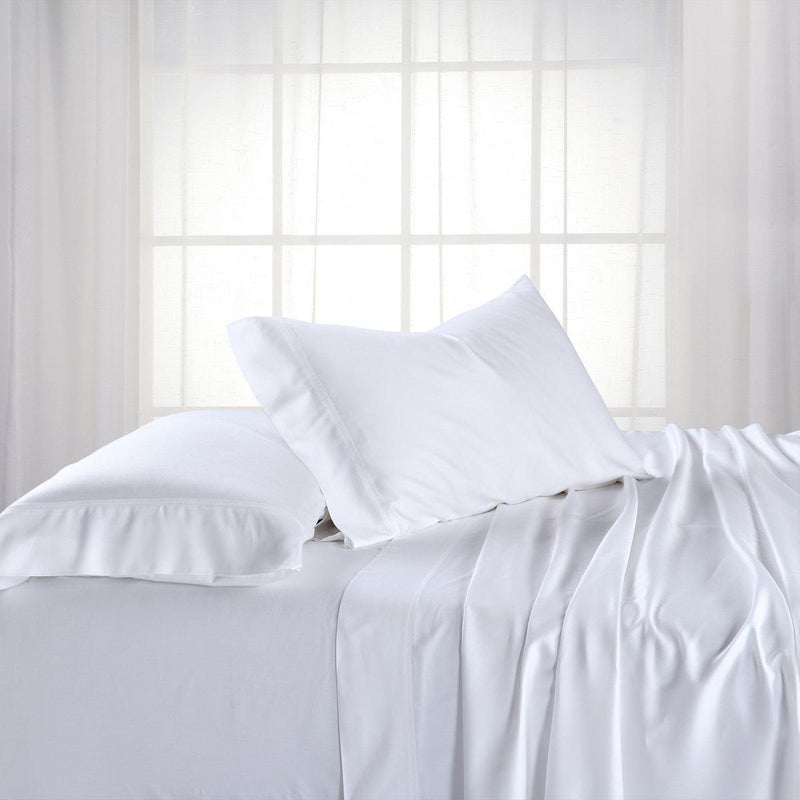 Split King Dual King Adjustable Bed Sheets Set - Bamboo Cotton (Hybrid)-Royal Tradition-White-Egyptian Linens