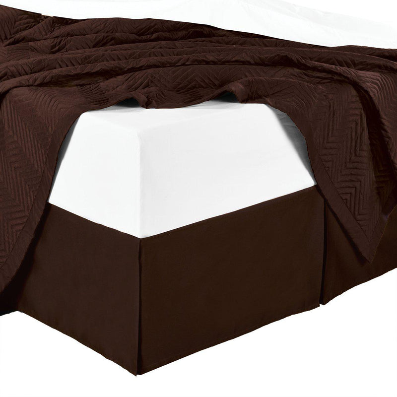 Split Corner 100% Cotton Solid 300TC Bed Skirts-Royal Tradition-Twin XL-Chocolate-Egyptian Linens