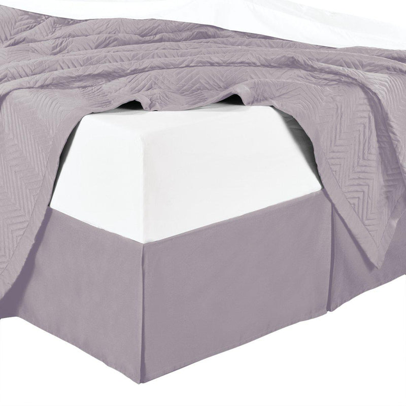 Split Corner 100% Cotton Solid 300TC Bed Skirts-Royal Tradition-Twin XL-Lilac-Egyptian Linens