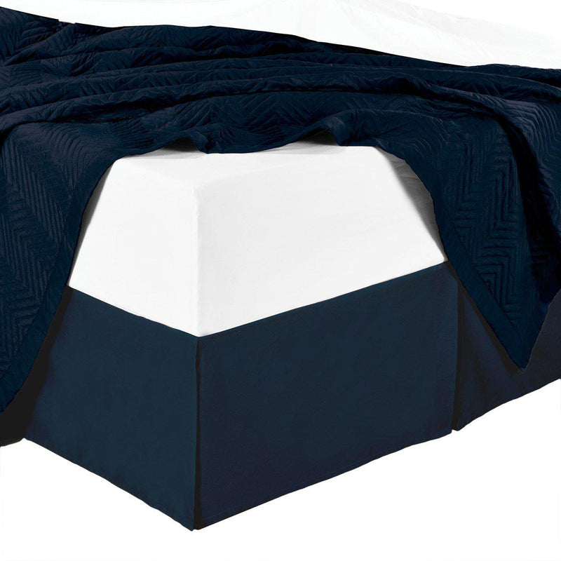 Split Corner 100% Cotton Solid 450 Thread Count Bed Skirts-Royal Tradition-King-Navy-Egyptian Linens