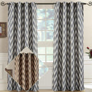 Pair (Set of 2) Lisette Chevron Top Grommet Window Curtain Panels, 108 Inches Total Width-Royal Tradition-Egyptian Linens