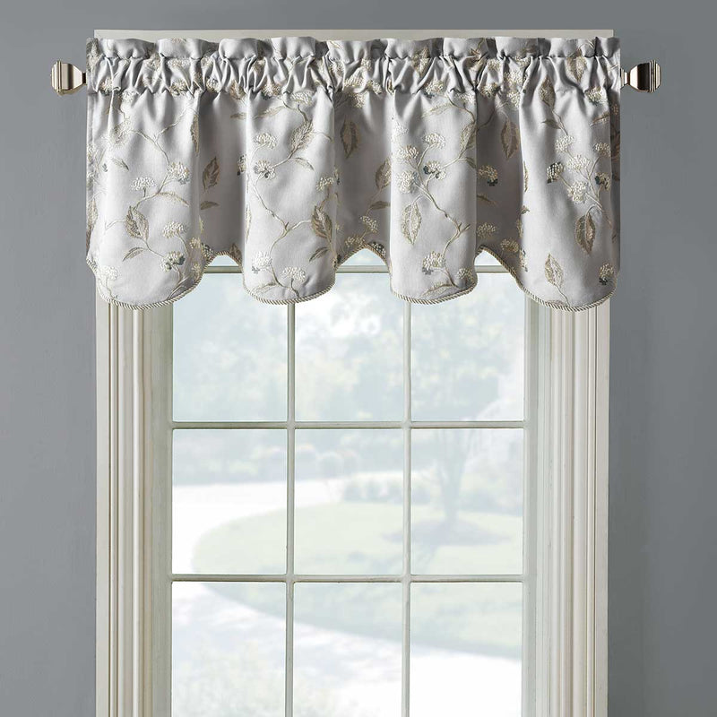 Doris Lined Valance Scalloped Decorative Rope Embroidered 52"Wx19"L (Single)-Wholesale Beddings