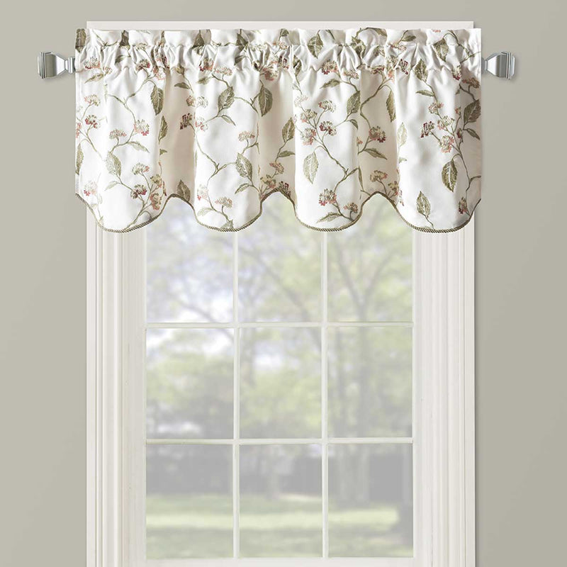 Doris Lined Valance Scalloped Decorative Rope Embroidered 52"Wx19"L (Single)-Wholesale Beddings