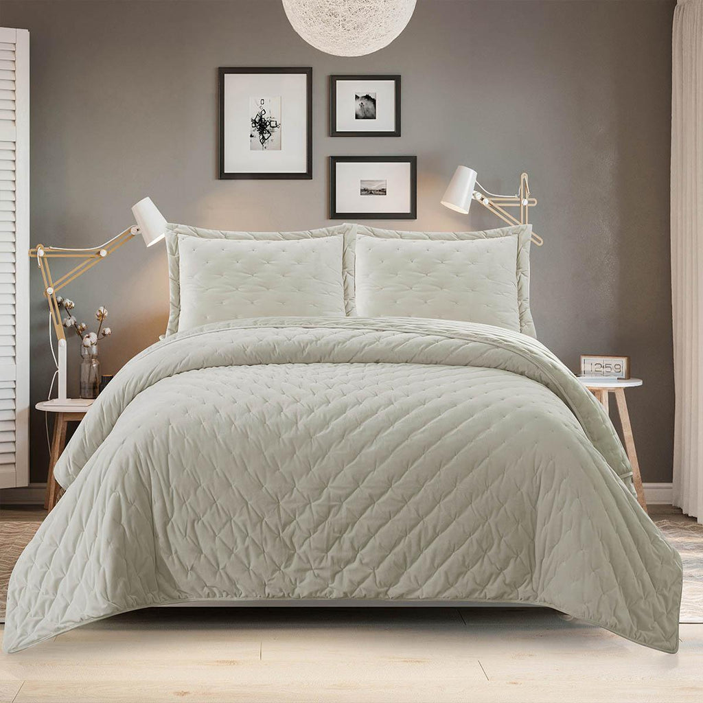 Velvet Coverlet Quilt Set Fluffy
