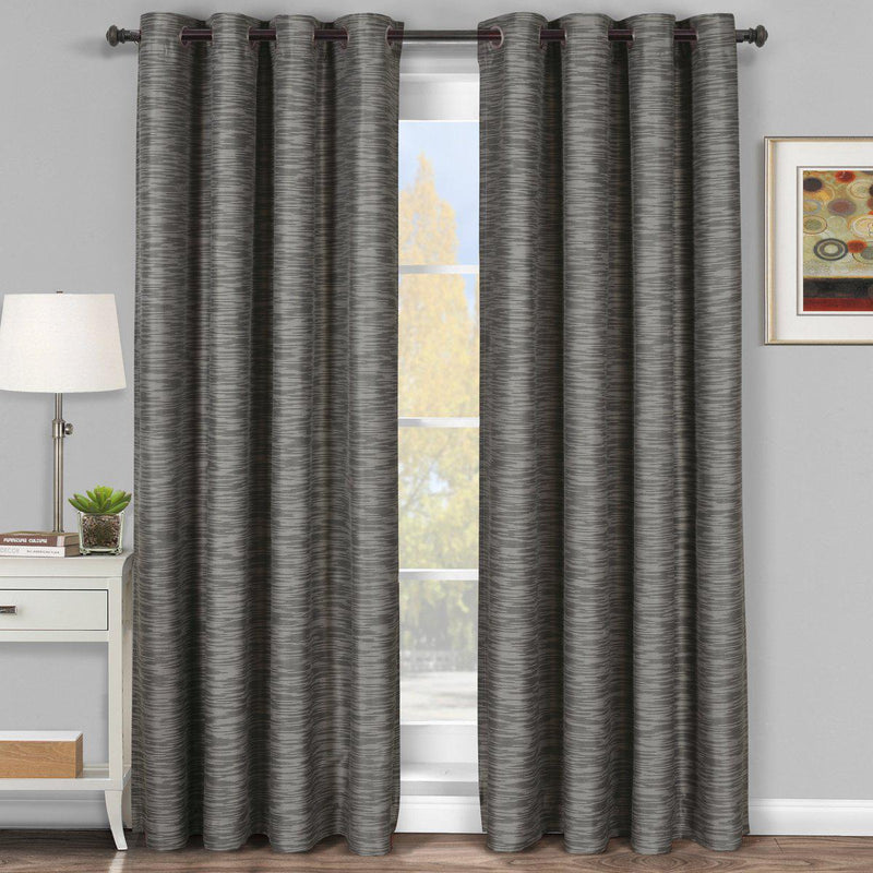 Galleria Room-Darkening Thermal Curtain Panels Tonal Stripe (Single)-Royal Tradition-54 x 84" Panel-Gray-Egyptian Linens