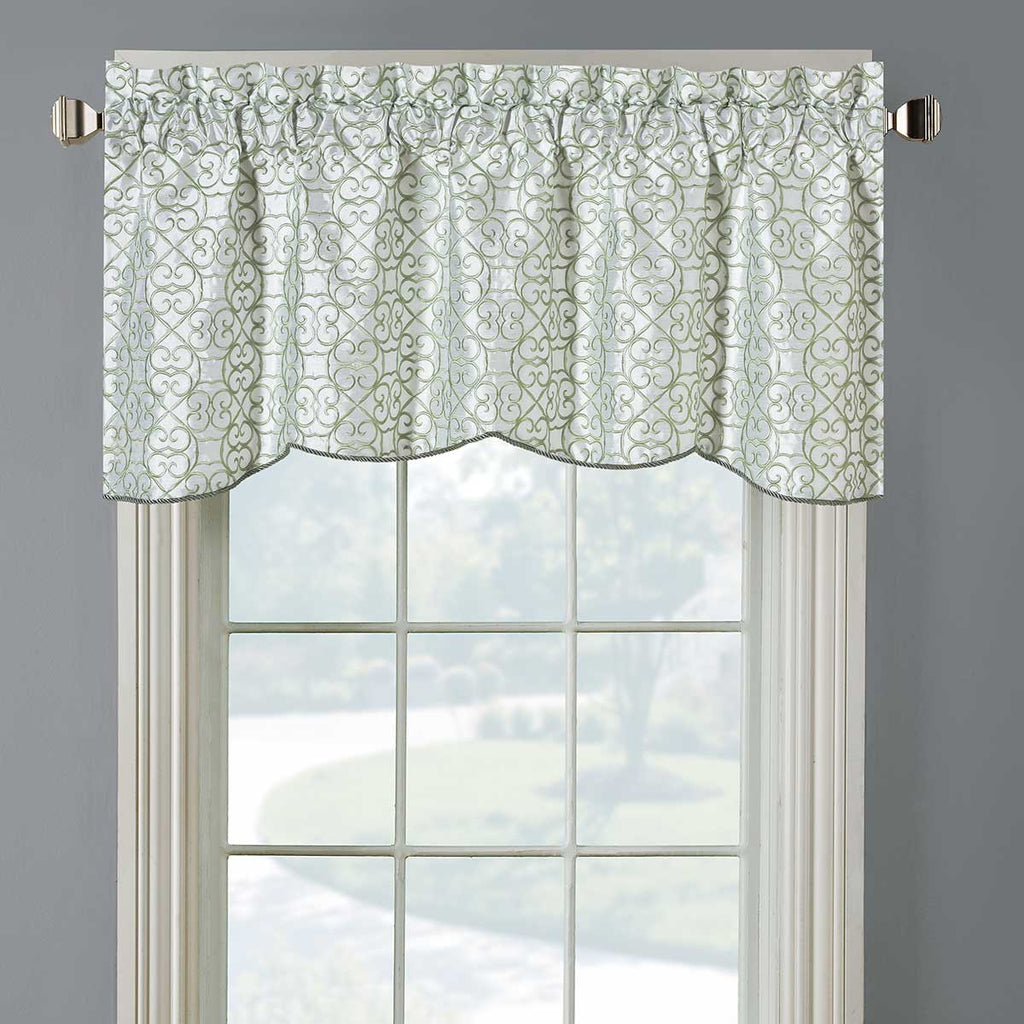 Halifax Lined Embroidered Window Valance 52"Wx19"L