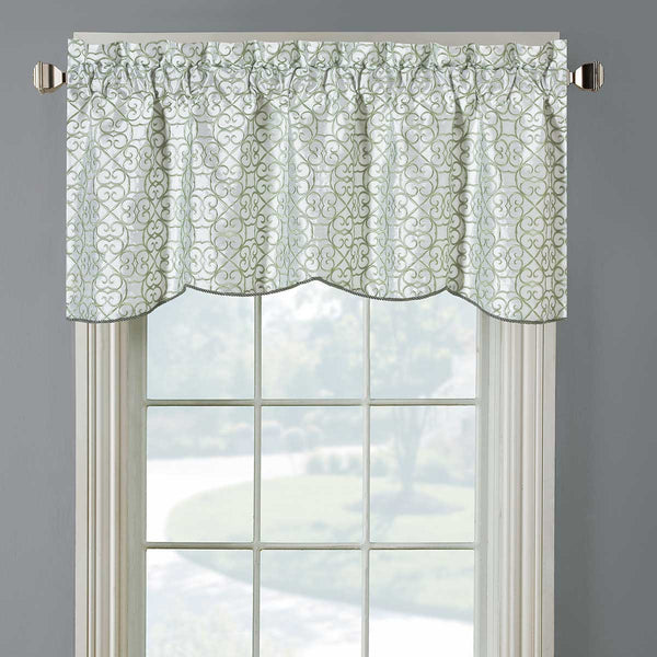 Halifax Scalloped Decorative Rope Embroidered Lined Valance 52"Wx19"L (Single)-Wholesale Beddings