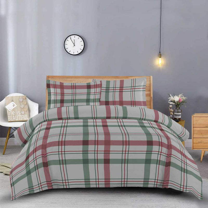 Heavyweight Printed Flannel Duvet Covers 170GSM - Dessines Plaid-Egyptian Linens