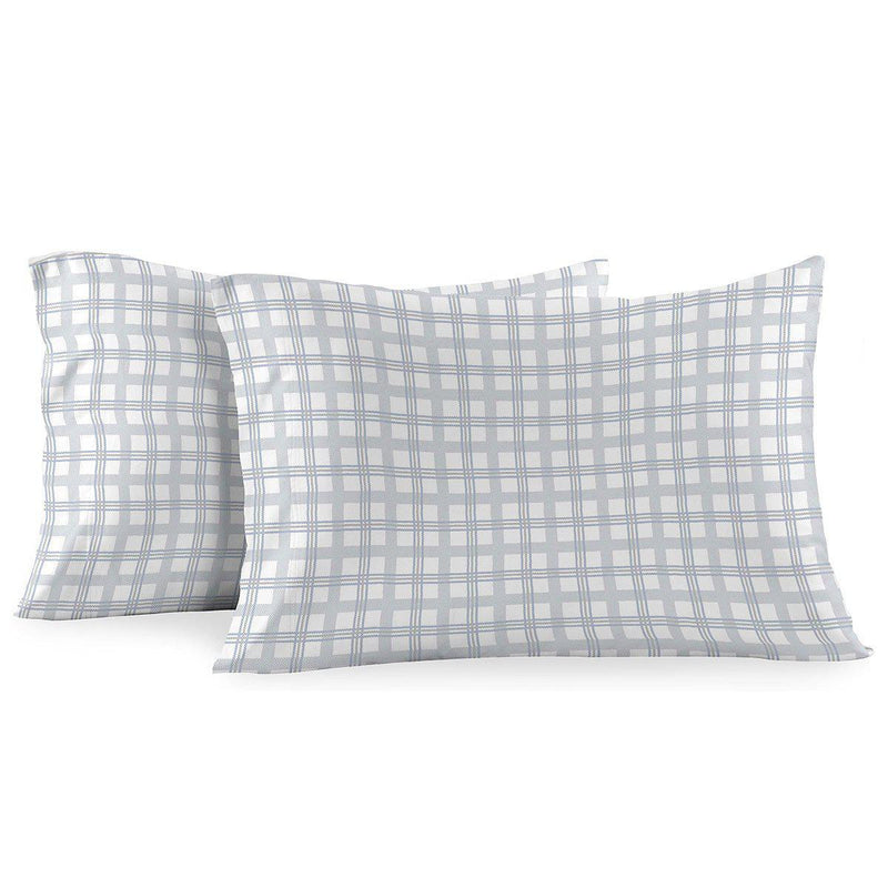 Heavyweight Printed Flannel Duvet Covers 170GSM - Gray Check-Egyptian Linens