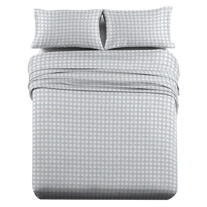 Heavyweight Printed Flannel Sheets 170GSM - Gray Check-Egyptian Linens