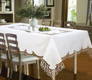 Holland Luxury Embroidered and Hand Cutwork Table cloth, Top Dinner Kitchen Table Cover-Royal Tradition-54"x72"-Beige-Egyptian Linens