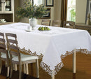 Holland Luxury Embroidered and Hand Cutwork Table cloth, Top Dinner Kitchen Table Cover-Royal Tradition-54"x72"-White-Egyptian Linens
