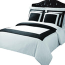 Hotel 100% Cotton 5-PC Duvet Cover Set-Royal Tradition-Twin/Twin XL-Black/White-Egyptian Linens