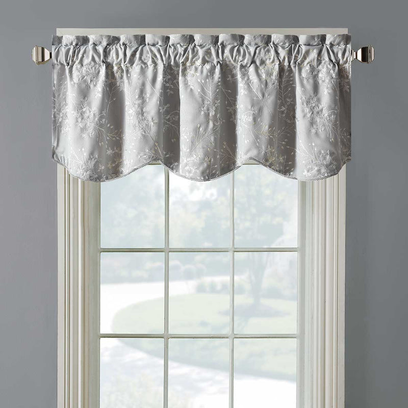 Lilia Lined Valance Scalloped Decorative Rope Embroidered 52"Wx19"L (Single)-Wholesale Beddings