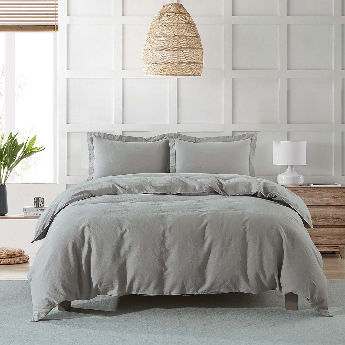Pre-washed Belgian Flax Linen Cotton Duvet Cover Set | Cal King