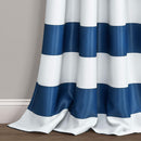 Navy Stripe Room Darkening 84-Inch Rod Pocket Window Curtain Panel Pair-Royal Tradition-Egyptian Linens