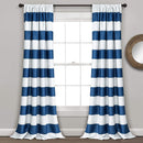 Navy Stripe Room Darkening 84-Inch Rod Pocket Window Curtain Panel Pair-Royal Tradition-Egyptian Linens