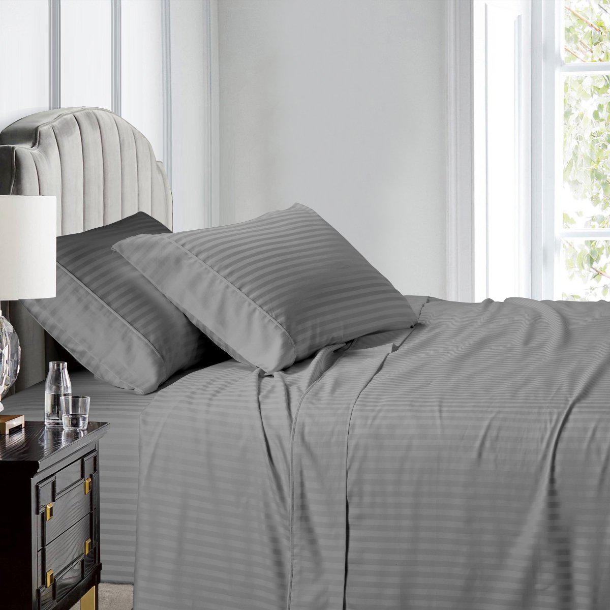 Bed Sheets 600 Thread Count Damask Stripe