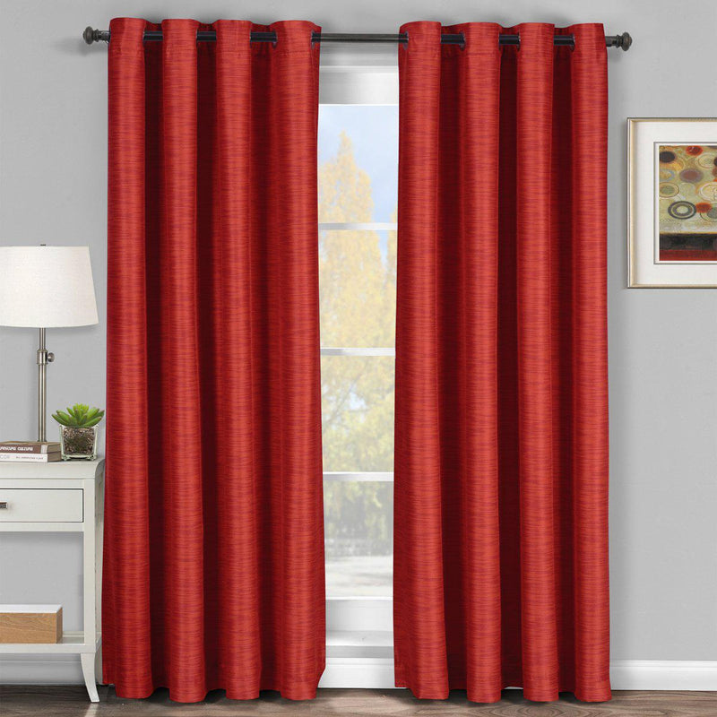 Galleria Room-Darkening Thermal Curtain Panels Tonal Stripe (Single)-Royal Tradition-54 x 84" Panel-Red-Egyptian Linens