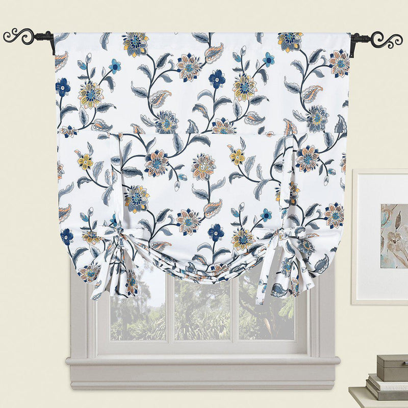 Spring Vine Tie Up Window Curtain Shade (46” W X 63" L) Rod Pocket Room Darkening-Wholesale Beddings