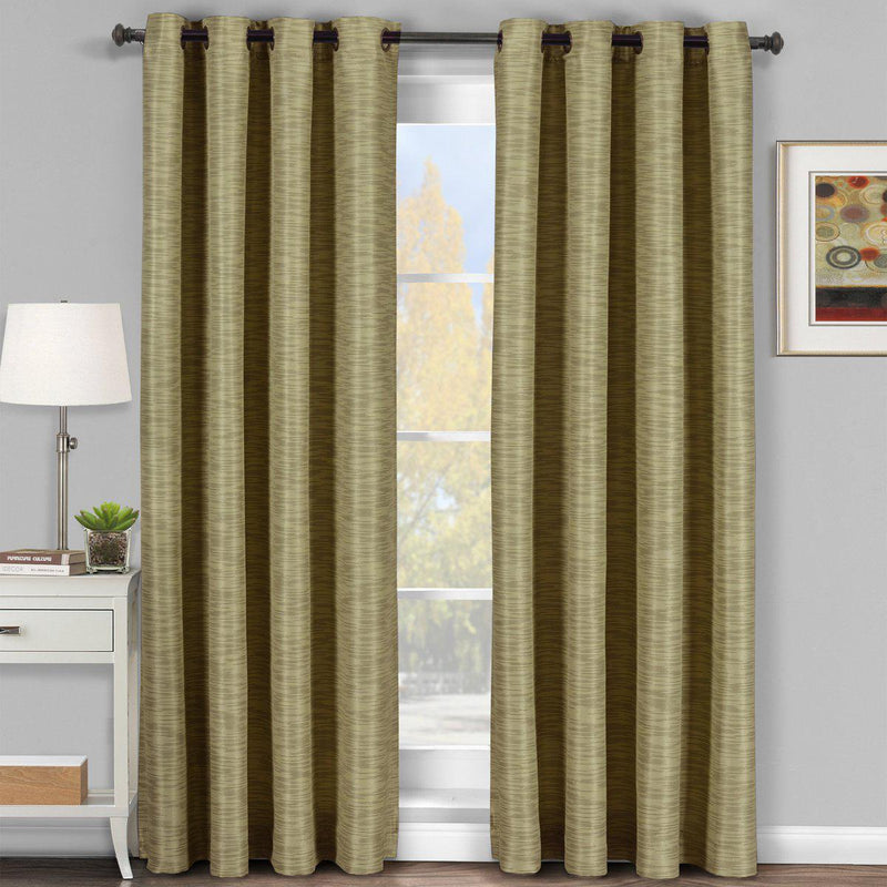 Galleria Room-Darkening Thermal Curtain Panels Tonal Stripe (Single)-Royal Tradition-54 x 84" Panel-Beige-Egyptian Linens
