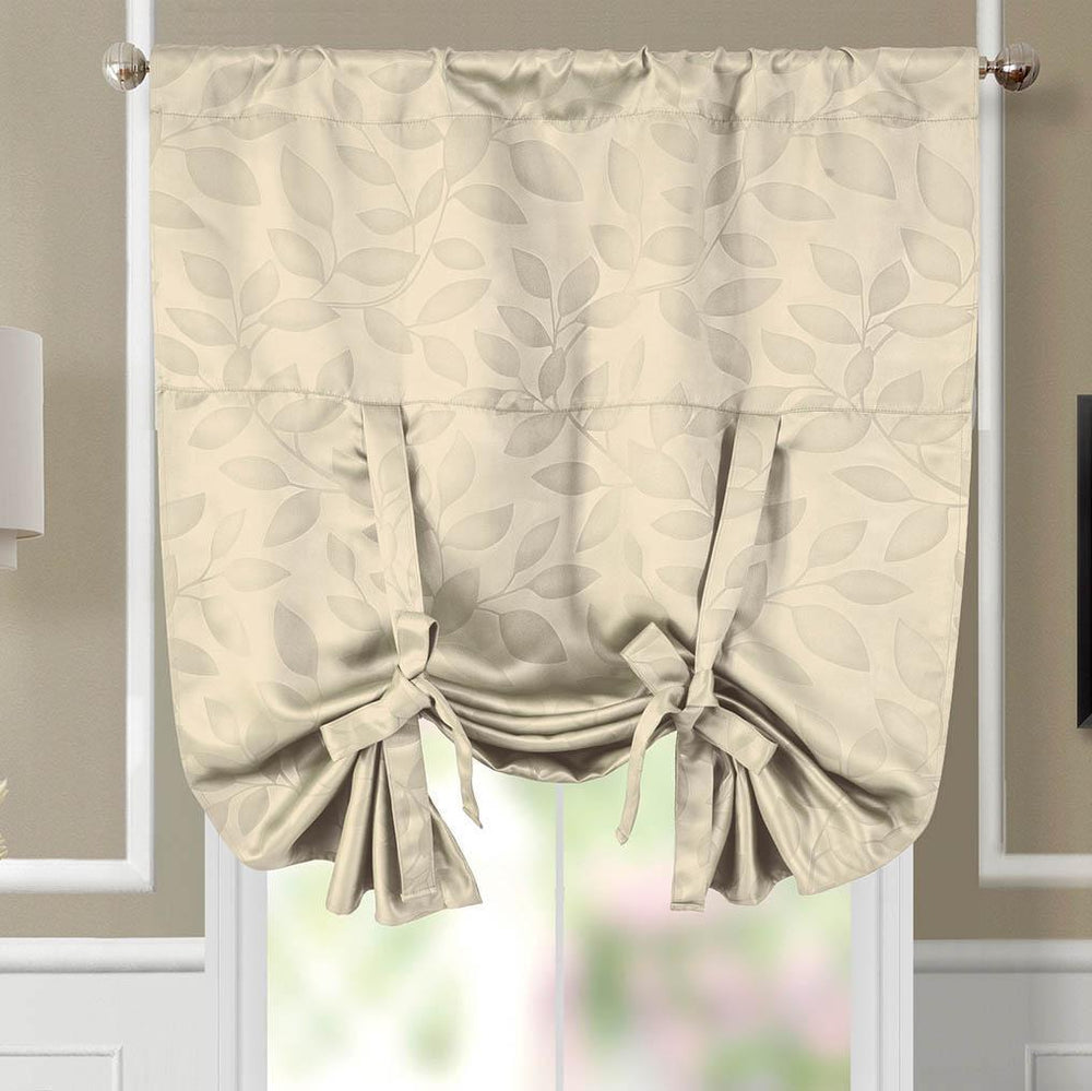 JAIJY Rod Pocket Liftable Roman Window Curtain - Flower Embroidery Sheer Voile Shade, 1 Panel 31x47 Inches, 100% Polyester For Bathroom & Small Windows