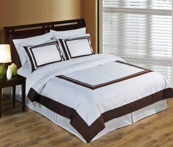 White & Chocolate Hotel Duvet Cover with shams 