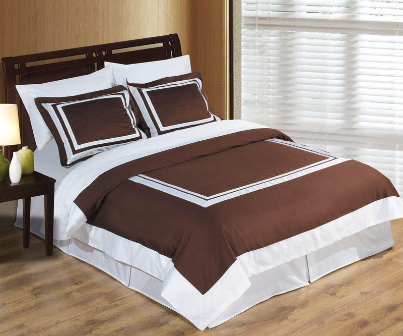 Chocolate Brown Hotel Duvet Cover with shams 